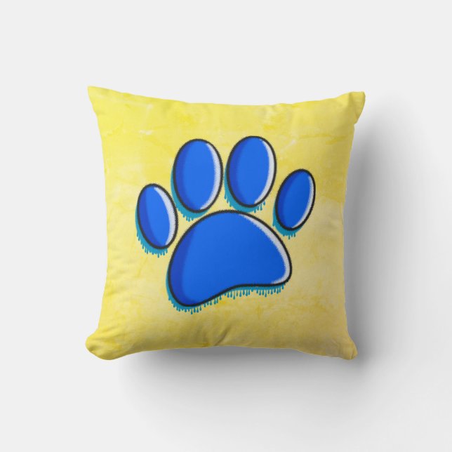 Graffiti Art Dog Paw Print Cushion (Front)