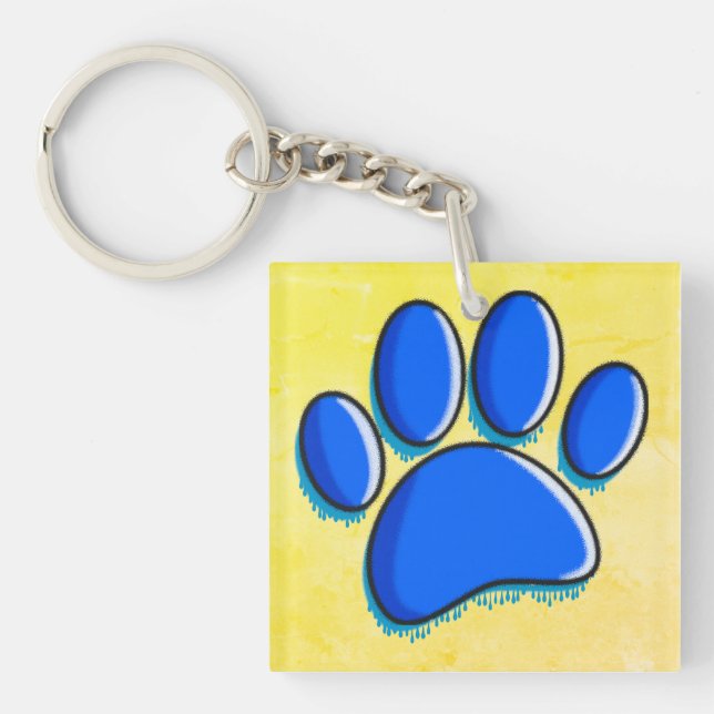 Graffiti Art Dog Paw Print Key Ring (Front)