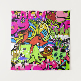 Graffiti Art: Hip-Hop Style Background Tapestry