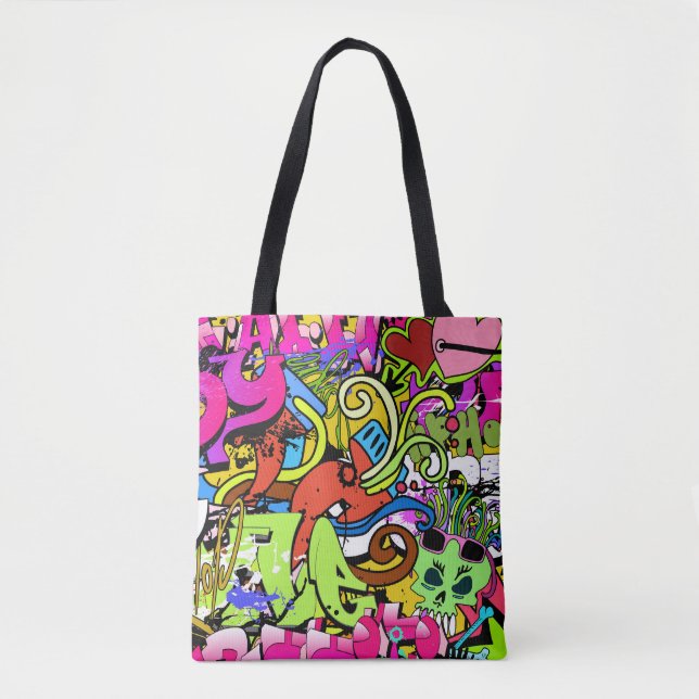 Graffiti Art: Hip-Hop Style Background Tote Bag (Front)