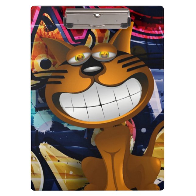 Graffiti Art Smiling Cat Clipboard (Front)