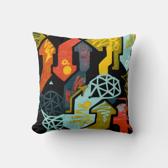 Graffiti Art Throw Pillow (Front)