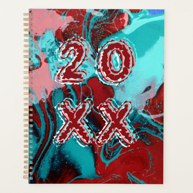 Graffiti Art Turquoise Pink Red Personalised Planner (Front)