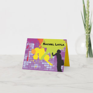 Graffiti Artist Girl Bat Mitzvah Thank You Card