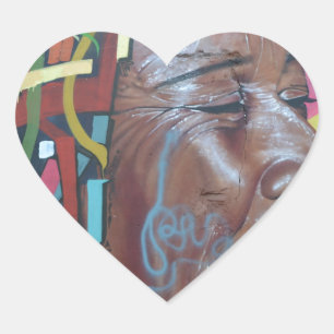 Graffiti Artwork Face Heart Sticker