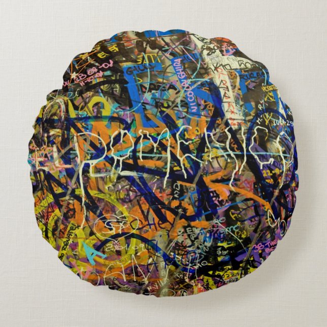Graffiti Background Round Cushion (Front)