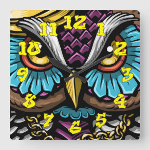 Graffiti Background w/Graffiti Numbers-12 Square Wall Clock