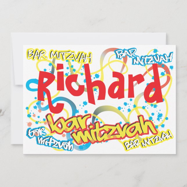 Graffiti Bar Mitzvah Thank you Card (Front)