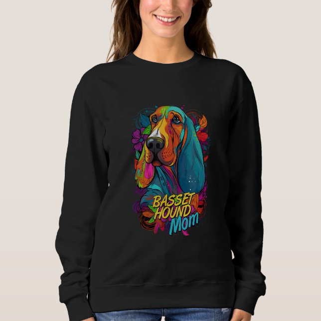 Graffiti Basset Hound Mom Mural Street Art Basset  Sweatshirt (Front)