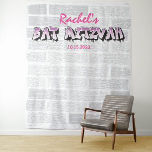 Graffiti Bat Mitzvah Photo Booth Party Backdrop Tapestry