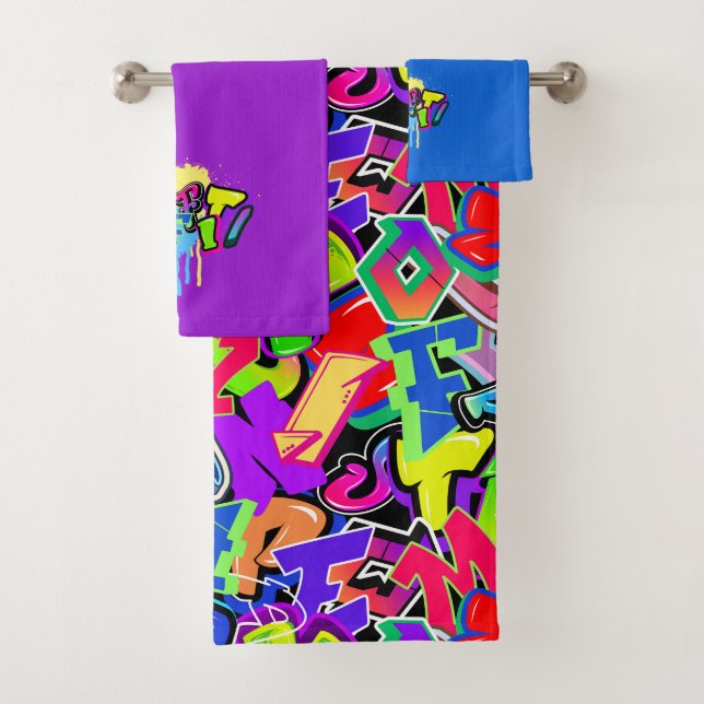 Graffiti Bath Towel Set (Insitu)