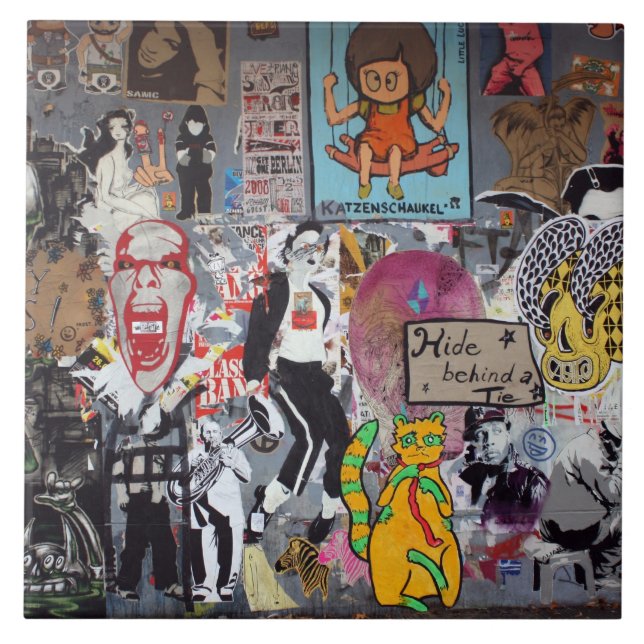 Graffiti, Berlin, Germany Tile (Front)