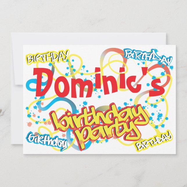 Graffiti Birthday Party Invitation (Front)