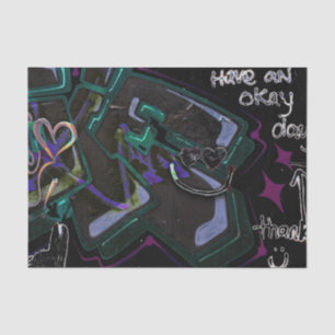 Graffiti Black Green Modern Urban Street Wall Art Tissue Paper