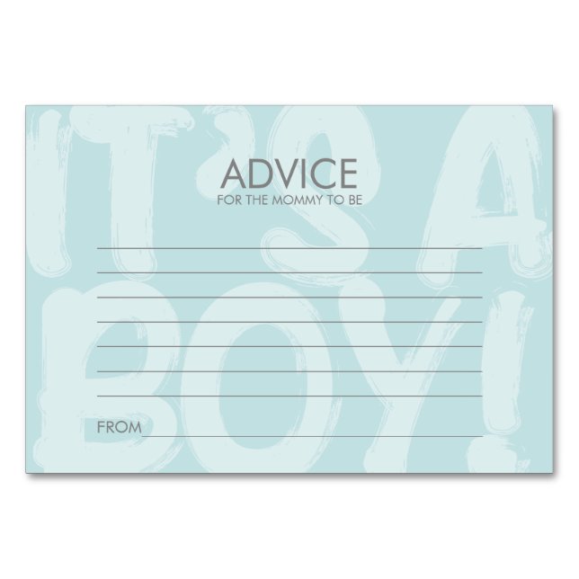 Graffiti Blue Baby Shower Advice Card For Mum (Front)