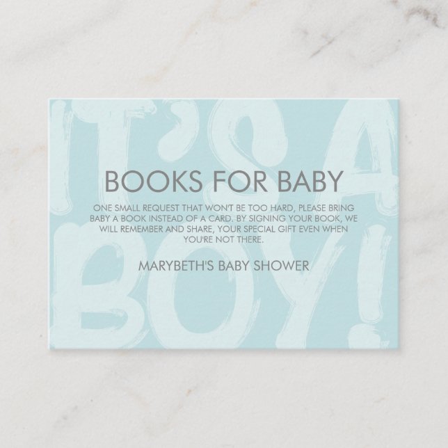Graffiti Blue Baby Shower Bring A Book Request Enclosure Card (Front)