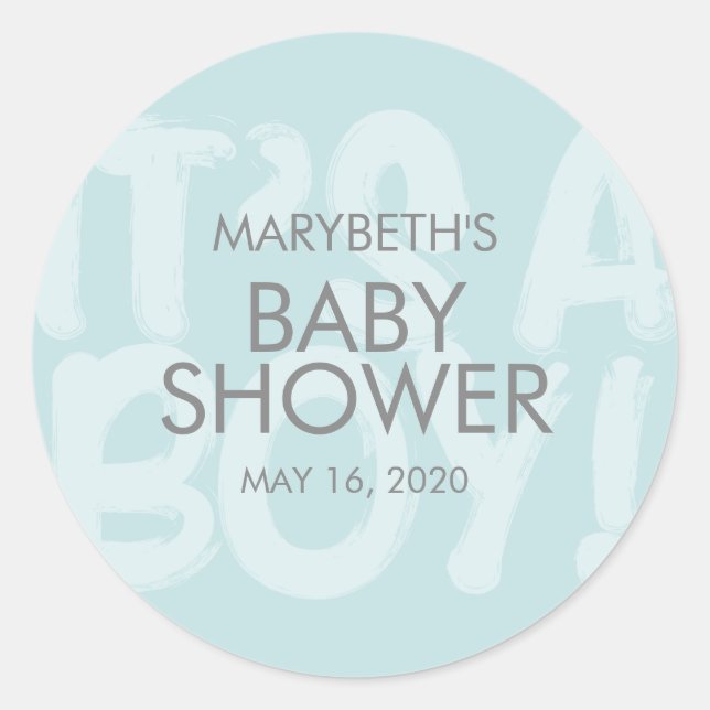 Graffiti Blue Baby Shower Sticker (Front)