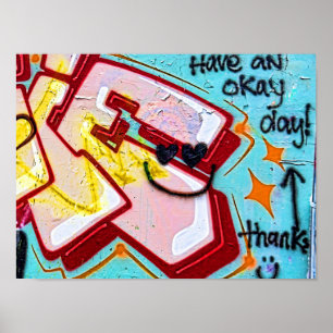 Graffiti Blue Pink Urban Street Wall Art