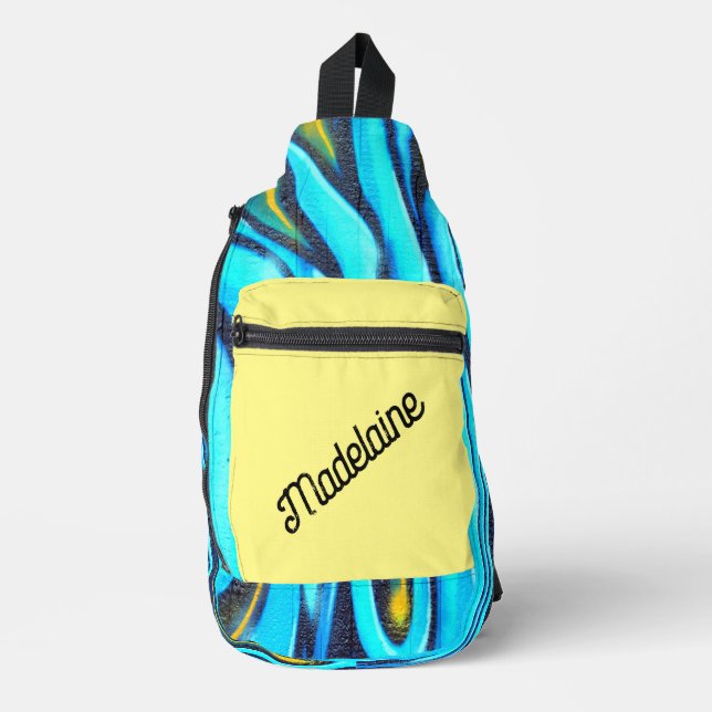 Graffiti Blue Yellow Modern  Sling Bag (Front)