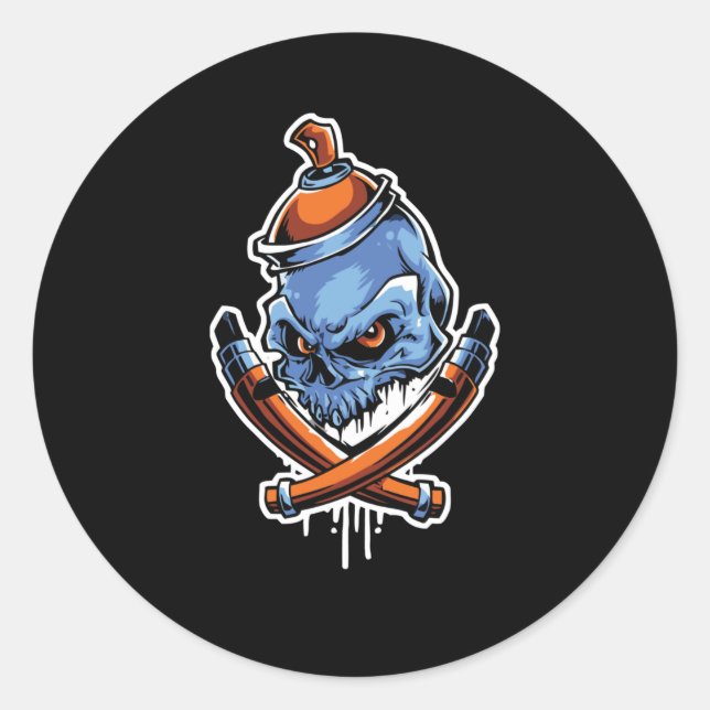 Graffiti Bones Classic Round Sticker (Front)