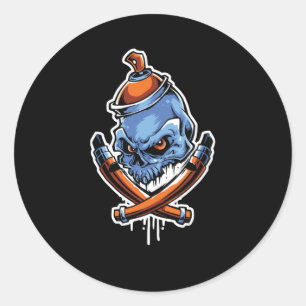 Graffiti Bones Classic Round Sticker
