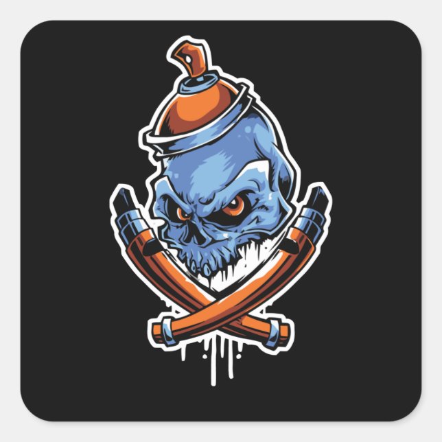 Graffiti Bones Square Sticker (Front)