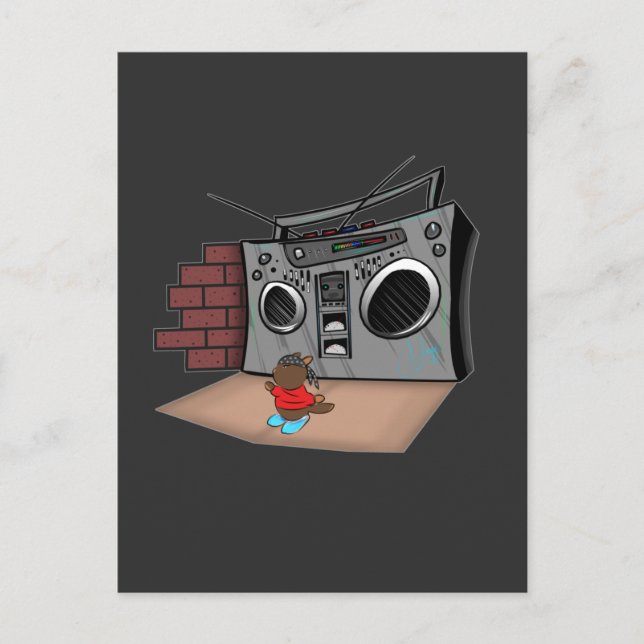Graffiti Boom Box Break Dance Cartoon  Postcard (Front)