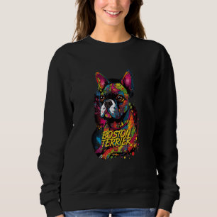 Graffiti Boston Terrier Mural Street Boston Terrie Sweatshirt