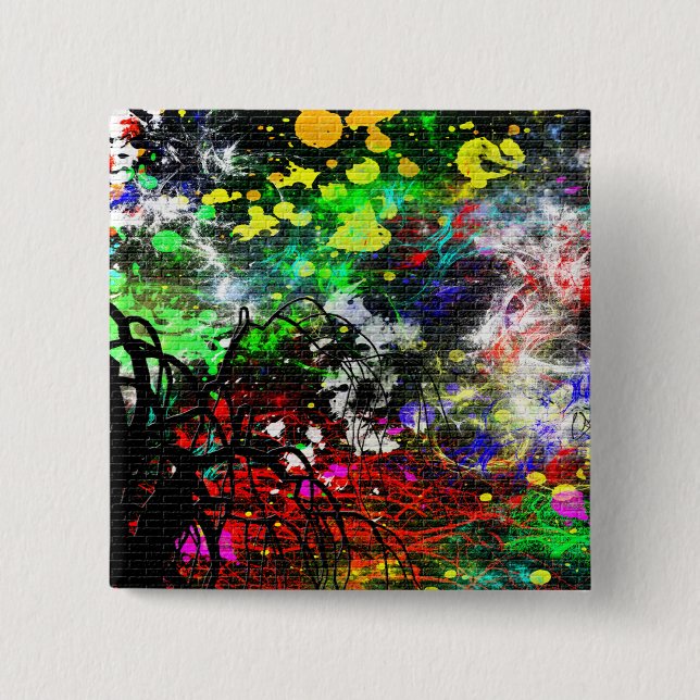 Graffiti Brick Wall 15 Cm Square Badge (Front)