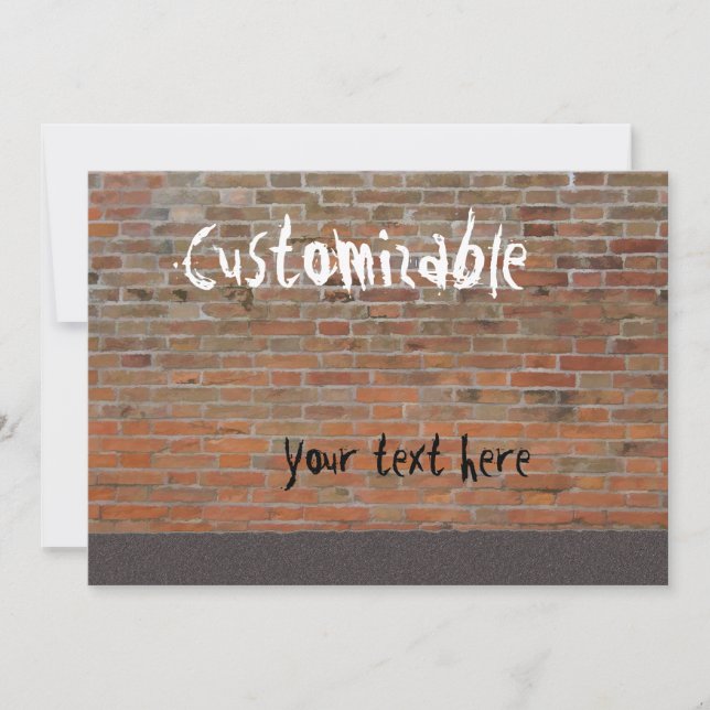 Graffiti Brick Wall Customisable Invitation (Front)