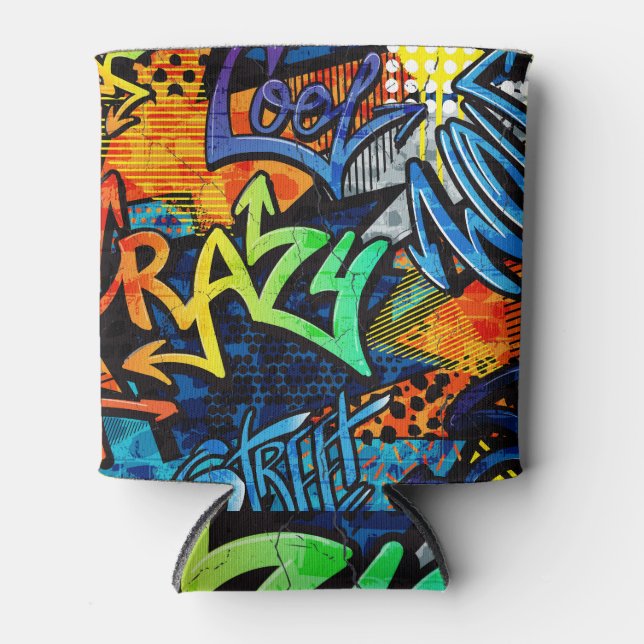 Graffiti Bricks: Urban Abstract Can Cooler (Front)