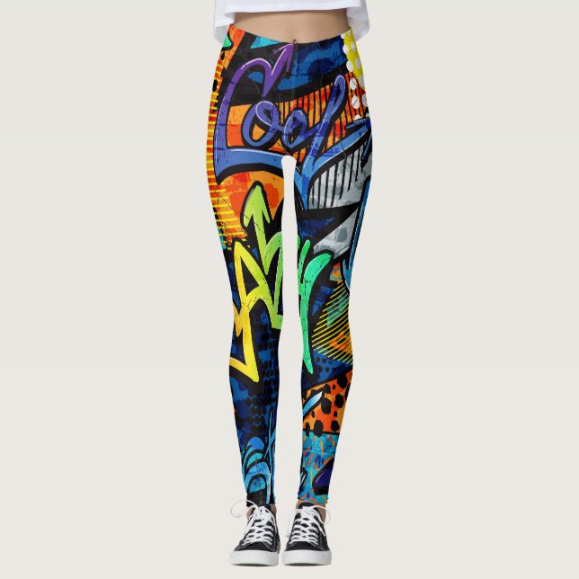 Graffiti Bricks: Urban Abstract Leggings (Front)
