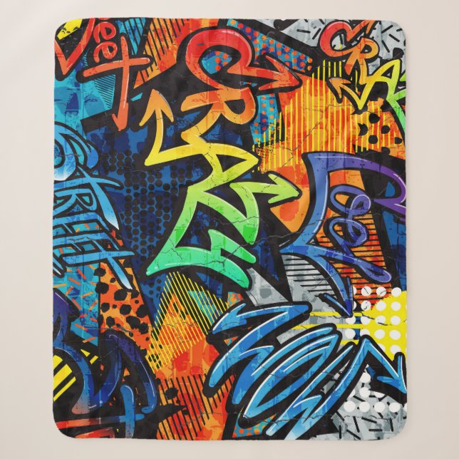 Graffiti Bricks: Urban Abstract Sherpa Blanket (Front)