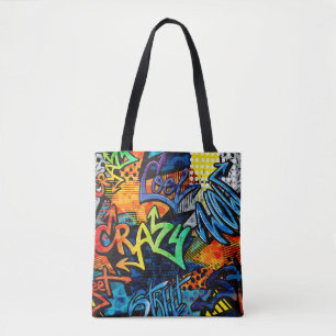 Graffiti Bricks: Urban Abstract Tote Bag