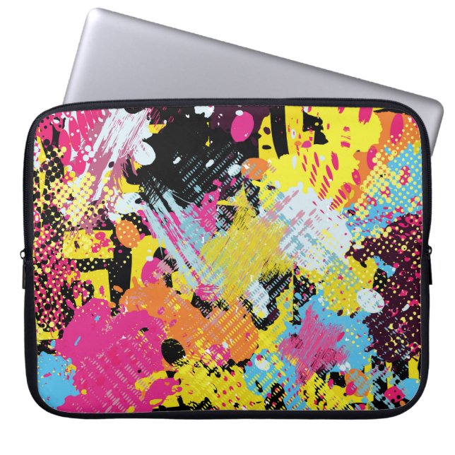 Graffiti bright psychedelic seamless pattern illus laptop sleeve (Front)