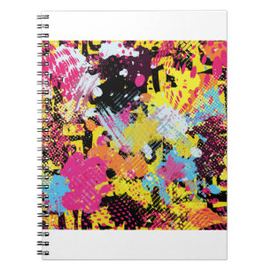 Graffiti bright psychedelic seamless pattern illus notebook