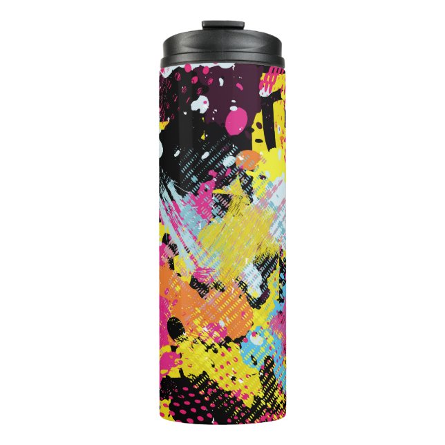 Graffiti bright psychedelic seamless pattern illus thermal tumbler (Front)