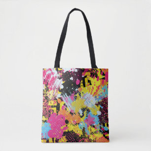 Graffiti bright psychedelic seamless pattern illus tote bag