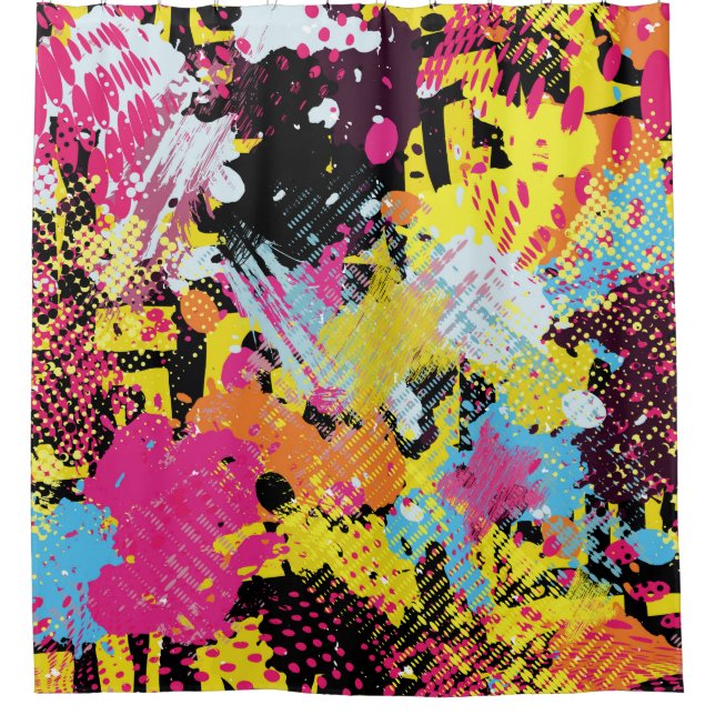 graffiti bright psychedelic seamless pattern shower curtain (Front)