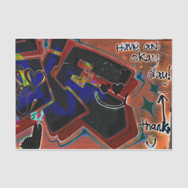 Graffiti Brown Black Painted Urban Street Wall Art Tissue Paper (Front)