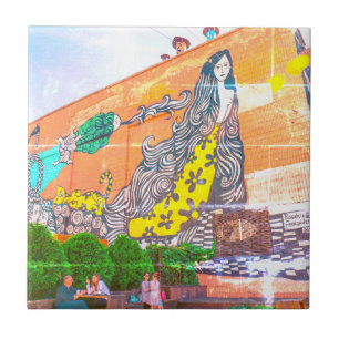 Graffiti Building Architecture Sketch Ceramic Tile