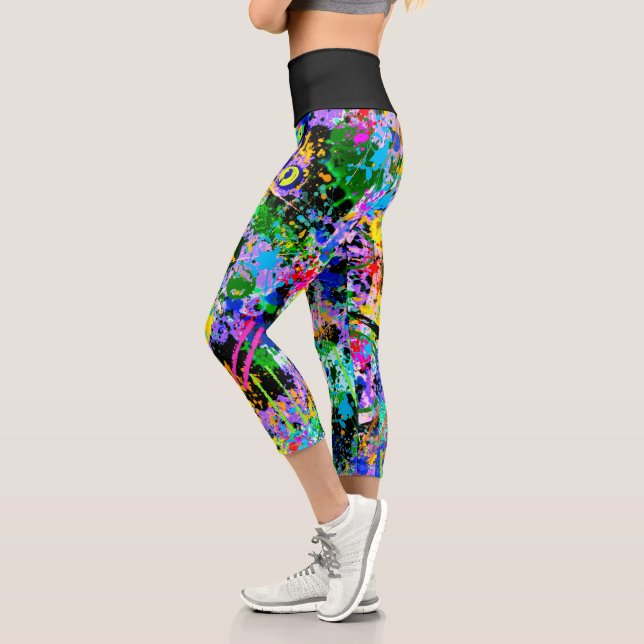 Graffiti Carnival Capri Leggings (Left)