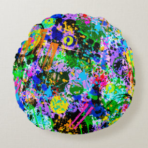 Graffiti Carnival Round Cushion