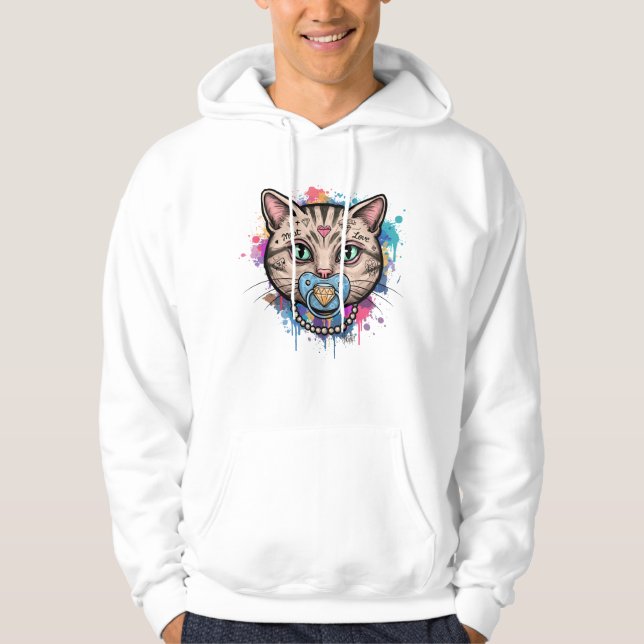 Graffiti Cat Face Hoodie (Front)
