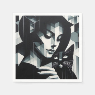 Graffiti Cat Lady Napkin
