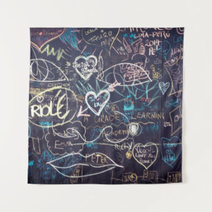 Graffiti chalkboard blackboard love tapestry