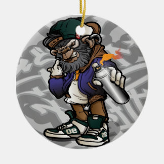 graffiti character hip-hop monkey holding spray ceramic ornament