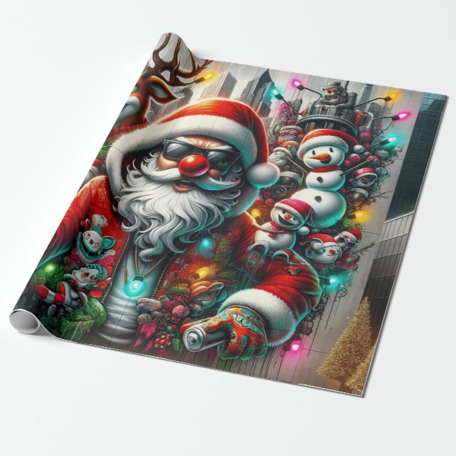 Graffiti Christmas Wrapping Paper (Unrolled)