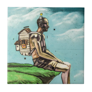 Graffiti cliff edge ceramic tile