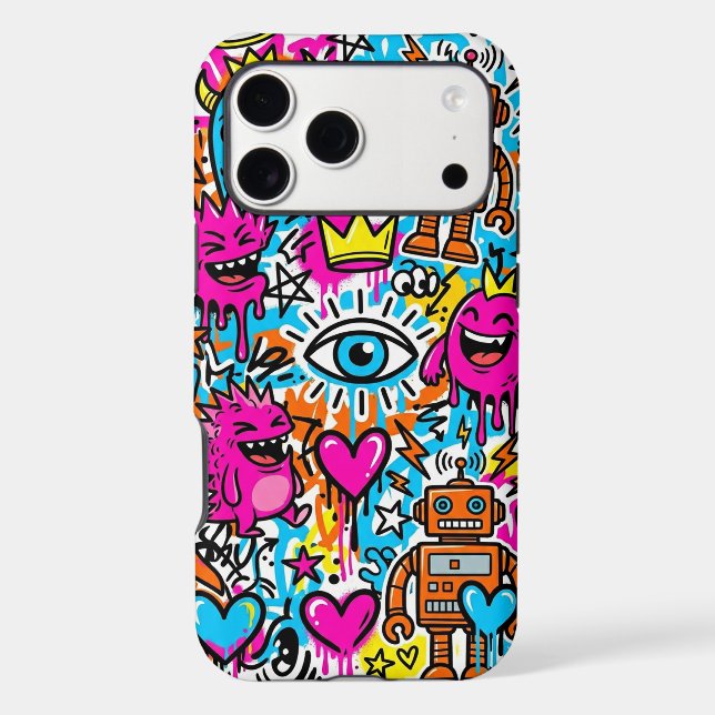 Graffiti Collage Pattern Phone Case iPhone 17 Pro  (Back)